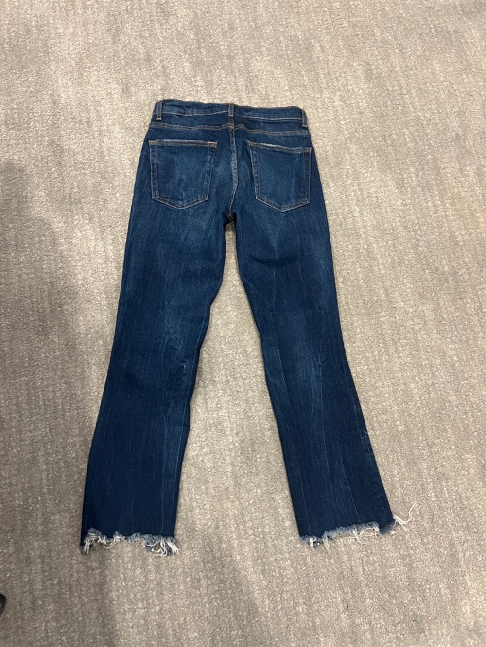 Zara Dark Blue Frayed Hem Cropped Jeans - Picture 3 of 3
